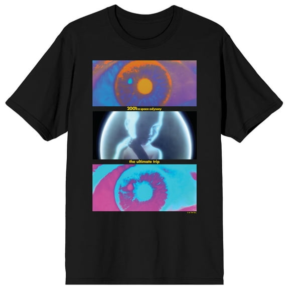 2001 A Space Odyssey Hyperspace Screenshots Crew Neck Short Sleeve Men's Black T-shirt-Medium