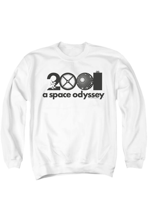 2001: A Space Odyssey Icon Logo Unisex Adult Crewneck Sweatshirt (3X-Large) White
