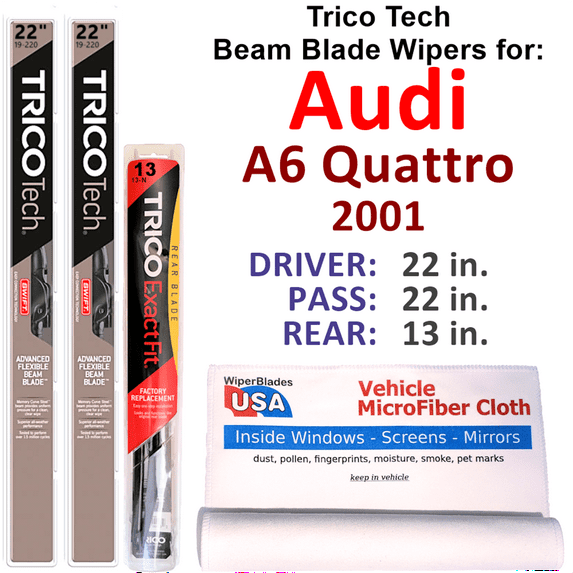 2001 Audi A6 Quattro Beam Blade Wipers (Set of 3) w/Rear Wiper