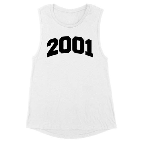 2001 College Style Women's Muscle Tank Medium White
