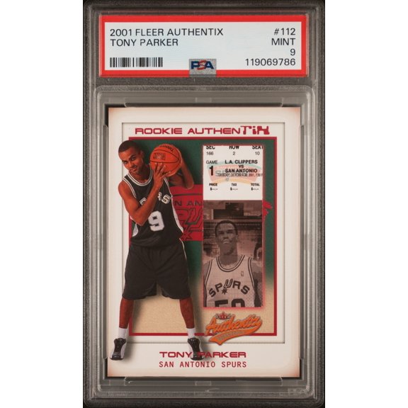 2001 Fleer Authentix Tony Parker #112 1st Day Issue Short Print Nicely Centered Parallel/Variety Rookie Highest Pop Base