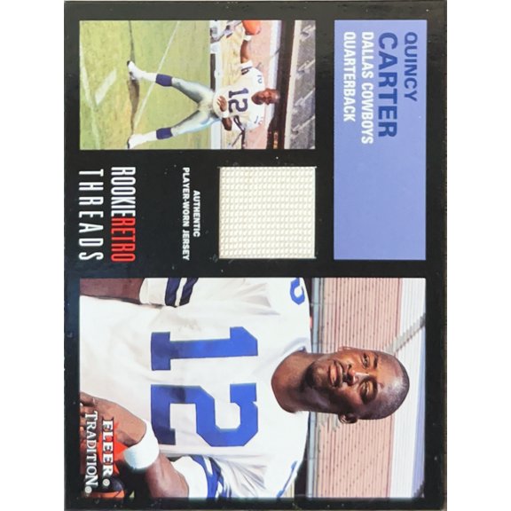 2001 Fleer Tradition Rookie Retro Threads Quincy Carter Dallas Cowboys NFL Football Trading Cards