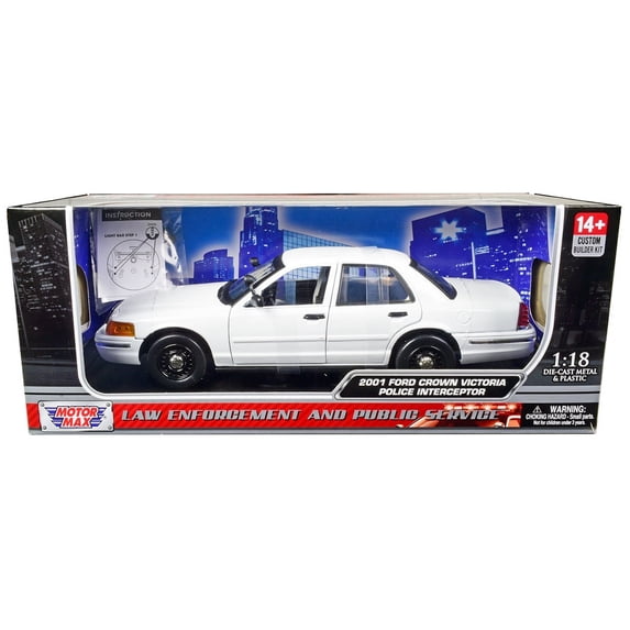 2001 Ford Crown Victoria Police Car Unmarked White "Custom Builder's Kit" Series 1/18 Diecast Model Car by Motormax