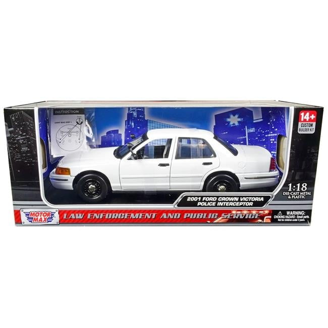 2001 Ford Crown Victoria Police Car Unmarked White Custom Builders Kit Series 1-18 Diecast Model Car