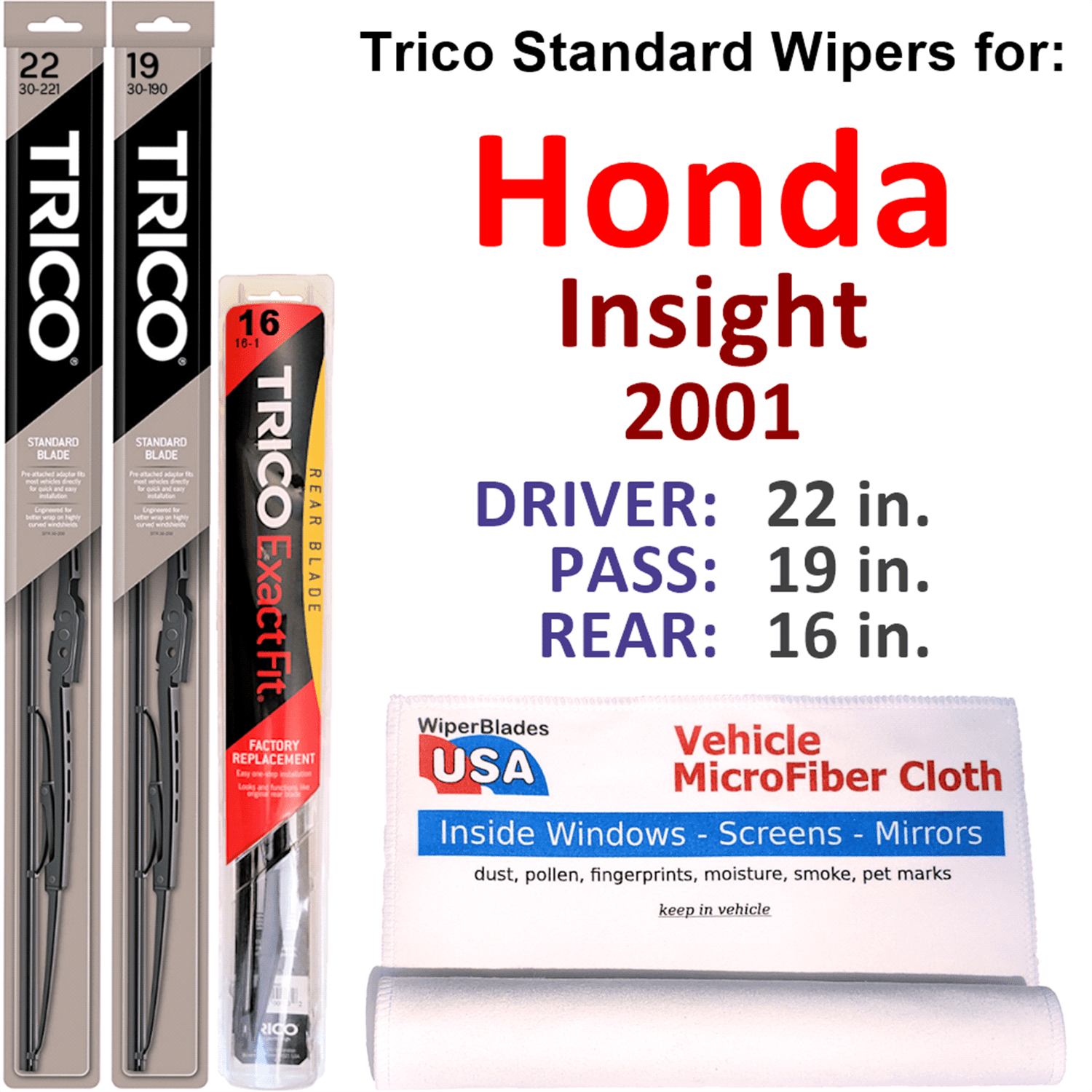 Wiper Blades USA 2018 Honda Odyssey Wiper Blades Set of 3 with