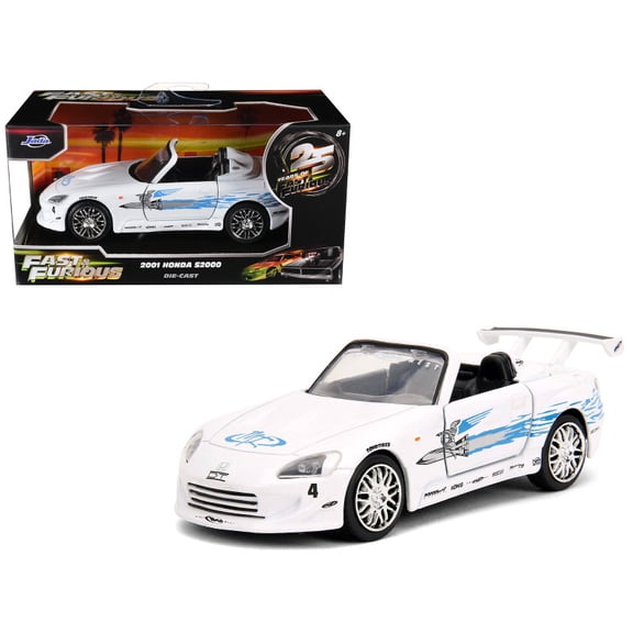 2001 Honda S2000 Convertible White with Graphics "Fast & Furious Remix - 25th Anniversary" Series 1/32 Diecast Model Car by Jada