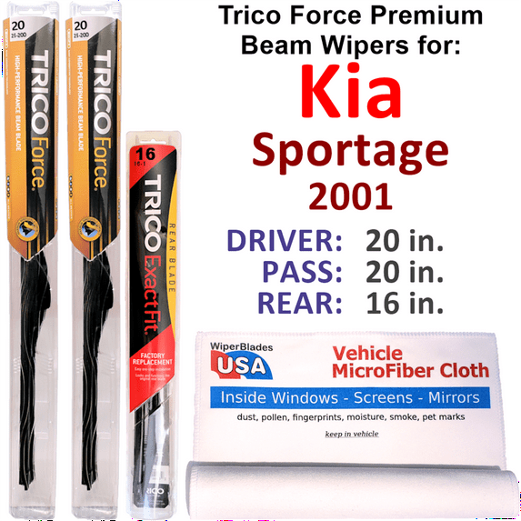 2001 Kia Sportage Performance Beam Wipers (Set of 3) w/Rear Wiper