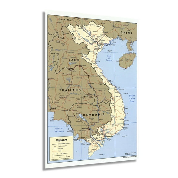 2001 Map of Vietnam - Vietnam Map Poster - Vietnam Wall Poster - Map Vietnam - Laos Map - Cambodia Map - Vietnam Laos Cambodia Map - Southeast Asia Map