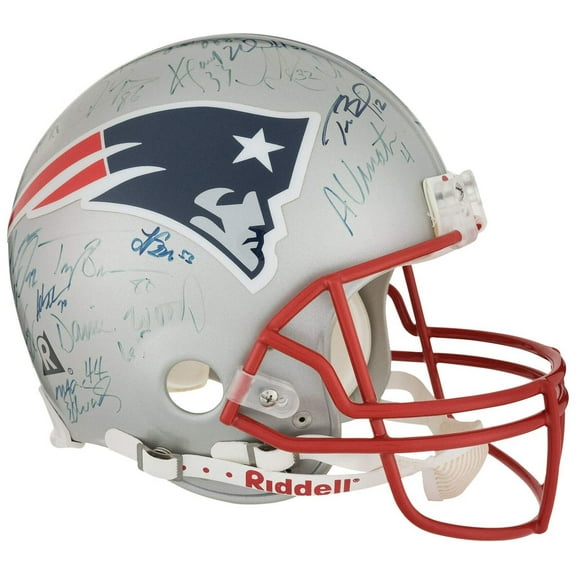 2001 New England Patriots Team Signed Helmet Tom Brady First Super Bowl JSA