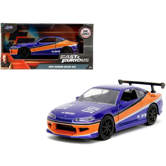 2001 Nissan Silvia S15 RHD (Right Hand Drive) Blue Metallic with Graphics "The Fast and the Furious: Tokyo Drift" (2006) Movie "Fast & Furious" Series 1/32 Diecast Car Model by Jada