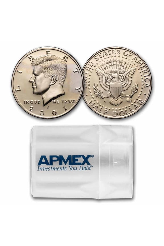 2001-S Kennedy Half Dollar 20-Coin Roll Gem Proof