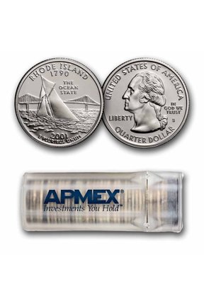 2001-S Rhode Island State Quarter Proof 40-Coin Roll (Silver)