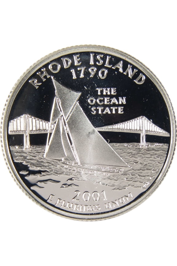 2001 S Rhode Island State Quarter Silver Proof 25c Coin
