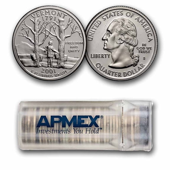 2001-S Vermont State Quarter Proof 40-Coin Roll (Silver)