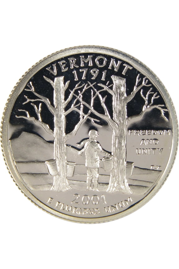 2001 S Vermont State Quarter Silver Proof 25c Coin
