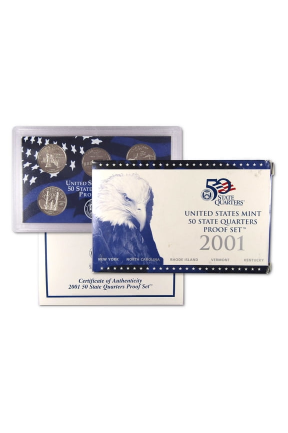 2001 State Quarter Clad Proof Set U.S. Mint Packaging OGP COA