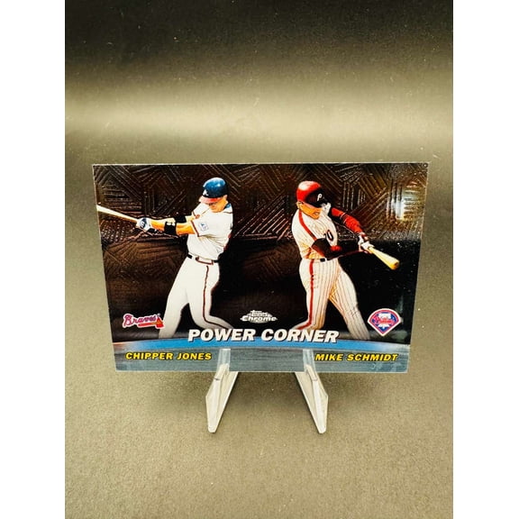 2001 Topps Chrome Power Corner TC2 Baseball Card Chipper Jones Mike Schmidt Phillies Braves Philadelphia Phillies MLB Baseball Trading Card