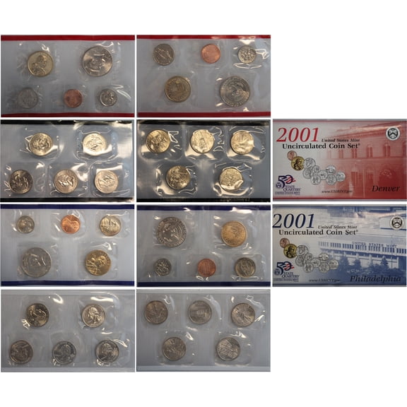 2001 U.S. Mint Set - 20 Coins - Collectible OGP Set (Includes Statehood Quarters)