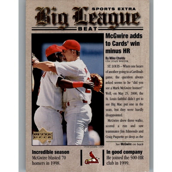 2001 Upper Deck Big League Beat #BB3 Mark McGwire MLB Baseball Trading Card