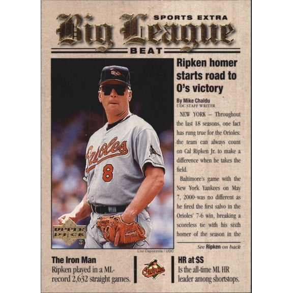 2001 Upper Deck Big League Beat #BB8 Cal Ripken MLB Baseball Trading Card