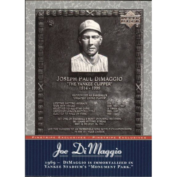 2001 Upper Deck Pinstripe Exclusives DiMaggio #JD50 Joe DiMaggio MLB Baseball Trading Card
