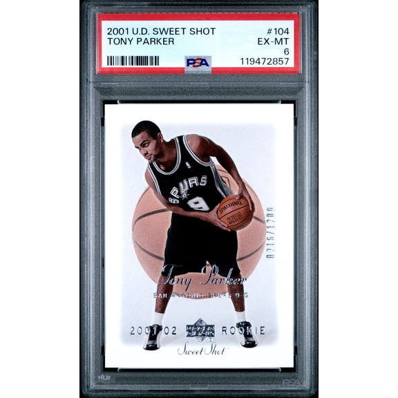 Tony Parker 2001 Upper Deck Sweet Shot #104 Foil Rookie Trading Card PSA 6 Short Print