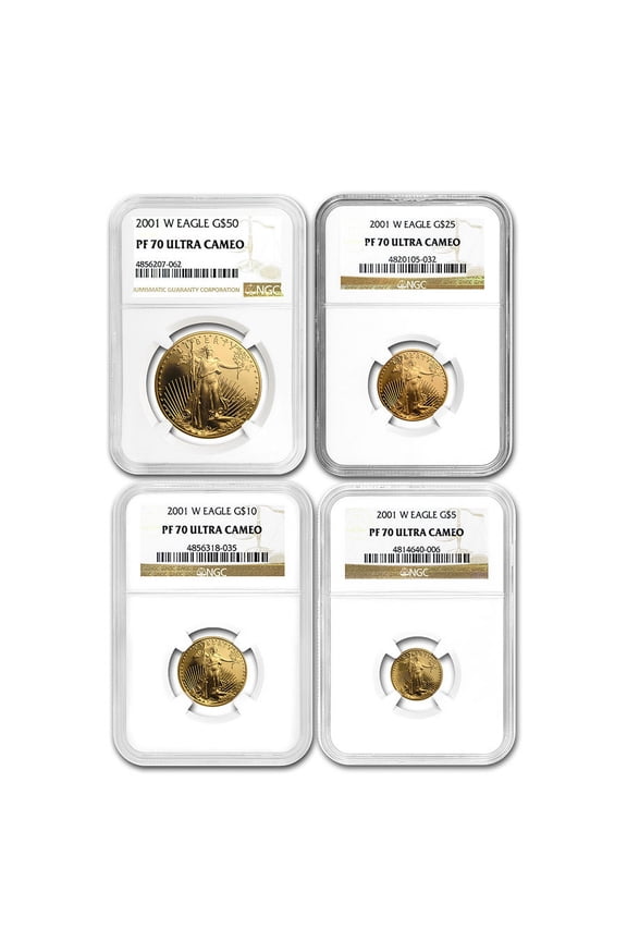 2001-W 4-Coin Proof American Gold Eagle Set PF-70 NGC