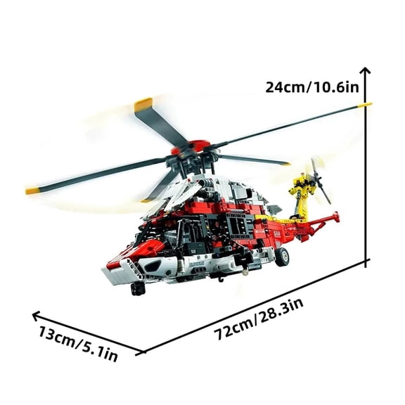 2001PCS Technical Rescue Helicopter Building Blocks Airbus H175 Electric Motor Assemble Model MOC Brick Toys Gift For Kids Boy