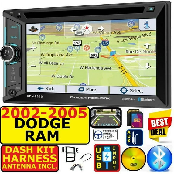 2002-2005 DODGE RAM NAVIGATION BLUETOOTH CD/DVD USB AUX SD CAR RADIO STEREO PKG