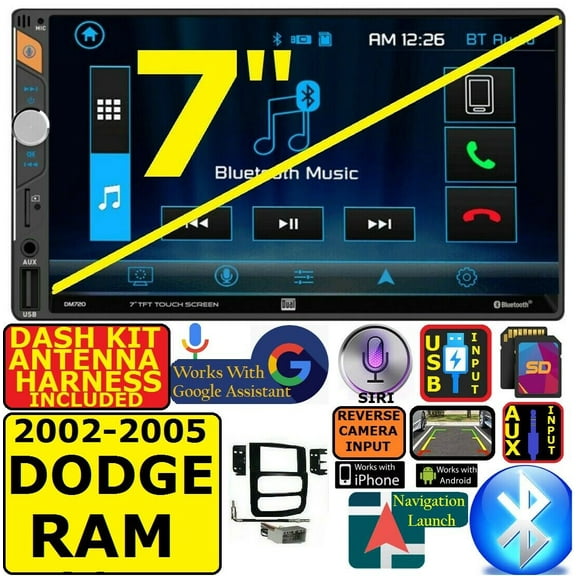 2002-2005 RAM DUAL BLUETOOTH USB AUX SD VIDEO CAR STEREO RADIO PACKAGE