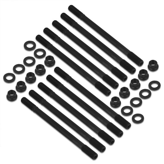 For 2002-2006 Acura RSX K20 K-Series i-VTEC Engine (10-Piece) 12-Point Cylinder Head Stud Nuts Kit (Black) - Base Type-S DC5 2.0L K20A K20A2 K20A3 K20Z K20Z1 K20Z3 Motor