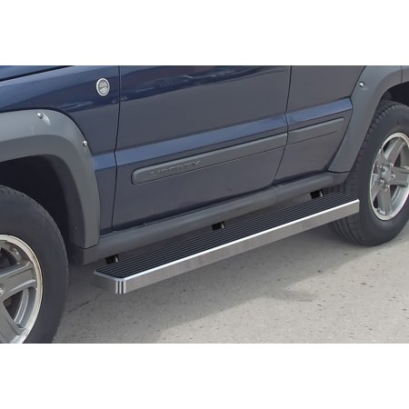 2002-2007 Jeep Liberty (Without Mudflaps,Factory Rock Rails Must Be Removed If Equipped And Cannot Be Reinstalled) Hairline Finish 5 Inch Door to Door Side Bar Side Step Running Board
