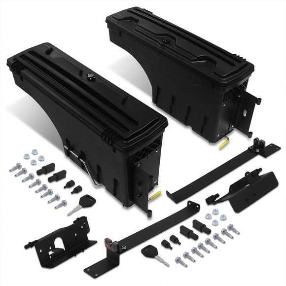 For 2002-2020 Dodge Ram 1500 2500 3500 (2-Piece) Rear Truck Bed Wheel Well Storage Case Tool Box Pair w/ Lock+Key Set - Fleetside 03 04 05 06 07 08 09 10