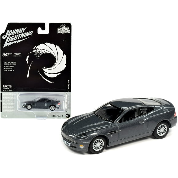 2002 Aston Martin V12 Vanquish Gray Metallic (James Bond 007) "Die Another Day" (2002) Movie "Pop Culture" 1/64 Diecast Model Car by Johnny Lightning