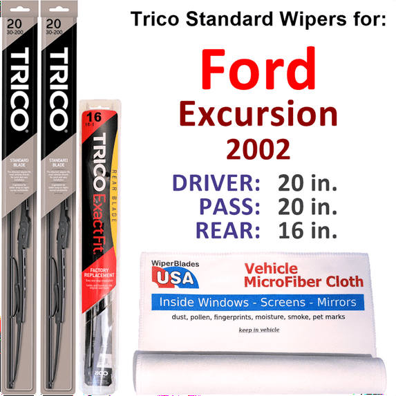 2002 Ford Excursion Wiper Blades (Set of 3) w/Rear Wiper
