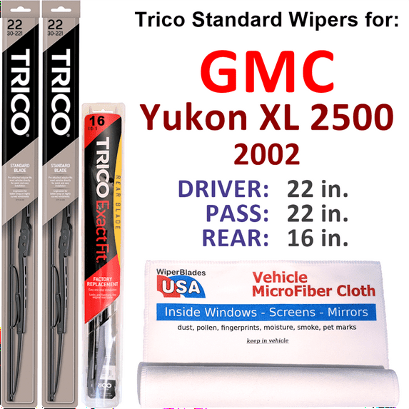2002 GMC Yukon XL 2500 Wiper Blades (Set of 3) w/Rear Wiper