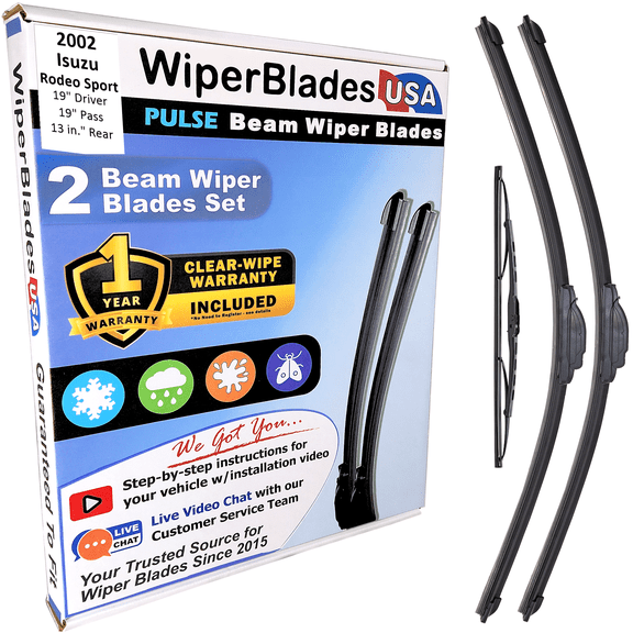 2002 Isuzu Rodeo Sport Beam Wiper Blades Wipers w/1yr Warranty (Set of 3) w/Rear Wiper (WiperBladesUSA)