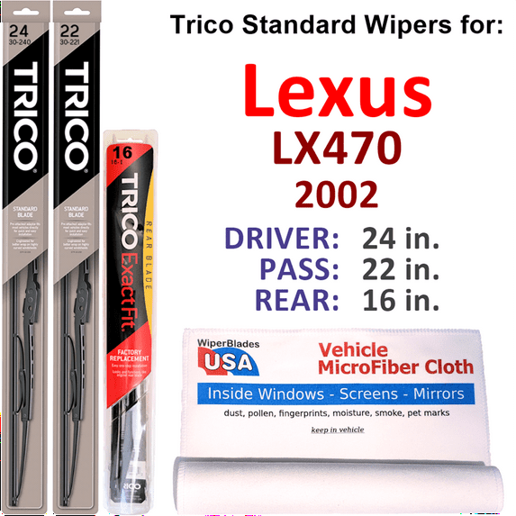 2002 Lexus LX470 Wiper Blades (Set of 3) w/Rear Wiper