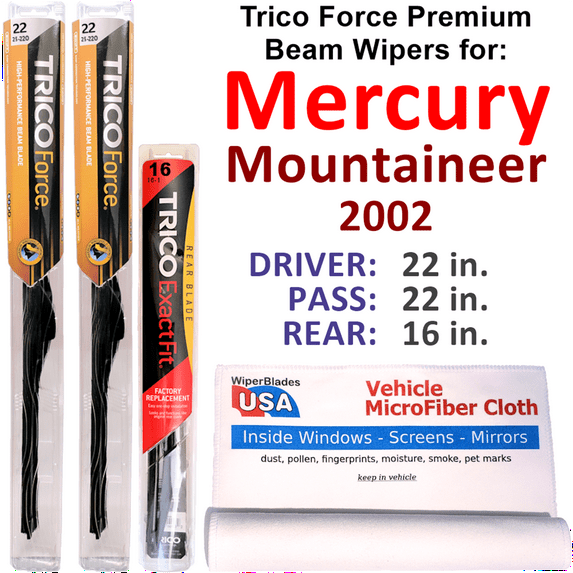 2002 Mercury Mountaineer Performance Beam Wipers (Set of 3) w/Rear Wiper