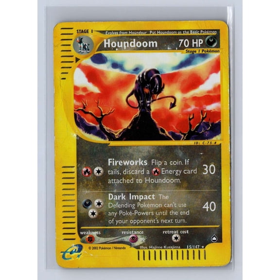 2002 Pokemon Aquapolis Reverse Holo Houndoom Rare #15/147 English DMG