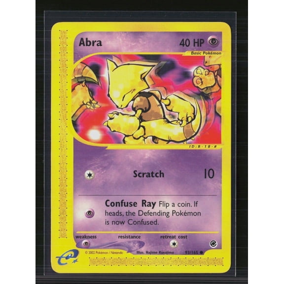 2002 Pokemon Expedition Base Set Abra #93/165 Lightly Played English Trading Card