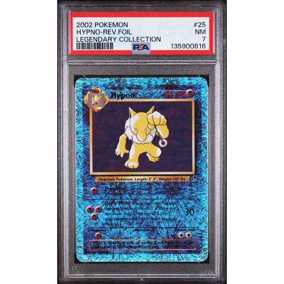 Graded 2002 Pokmon Hypno Rev Foil Legendary Collection #25 PSA 7 Trading Card