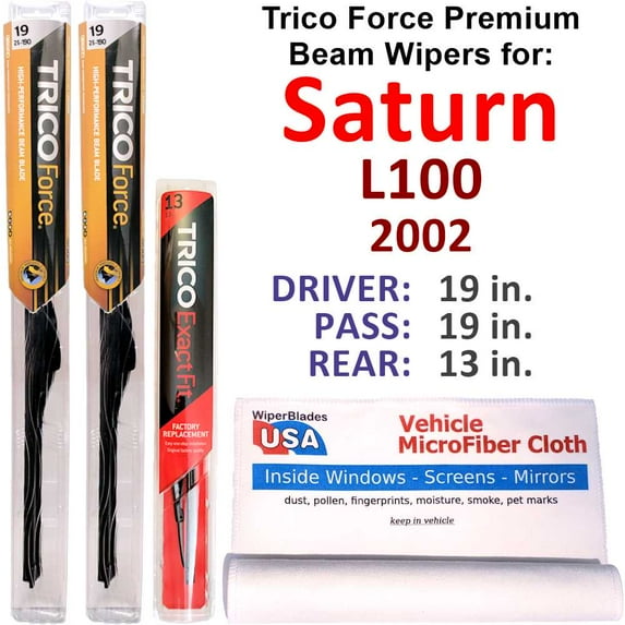 2002 Saturn L100 Performance Beam Wipers (Set of 3) w/Rear Wiper