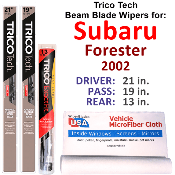 2002 Subaru Forester Beam Blade Wipers (Set of 3) w/Rear Wiper