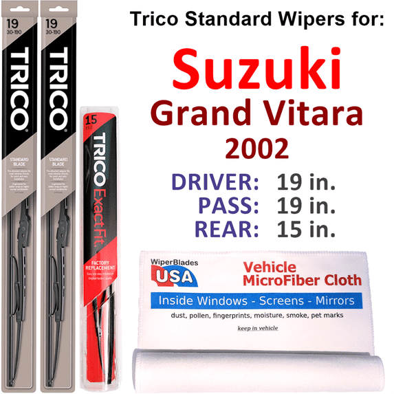 2002 Suzuki Grand Vitara Wiper Blades (Set of 3) w/Rear Wiper