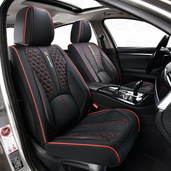 2002 for Toyota 4runner Car Seat Cover, Leather 5 Seats Full Set Anti-Slip Protect and Upgrade Seats, Red Edge Car Seat Covers, Beautify the Interior of Old Cars