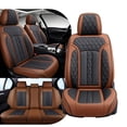 thumbnail image 1 of 2002 for Toyota Tacoma Car Seat Cover, Brown Car Seat Covers, Faux Leather Full Set of 5 Seats Retain Seatbelt Port Non-slip, Only CREW CAB PICKUP, Give Your Interior a New Look, 1 of 6