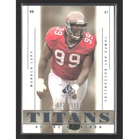 2002 Upper Deck SP Legendary Cuts Titans Of The Gridiron Warren Sapp Tampa Bay Buccaneers #110 0827/1500 Football Card