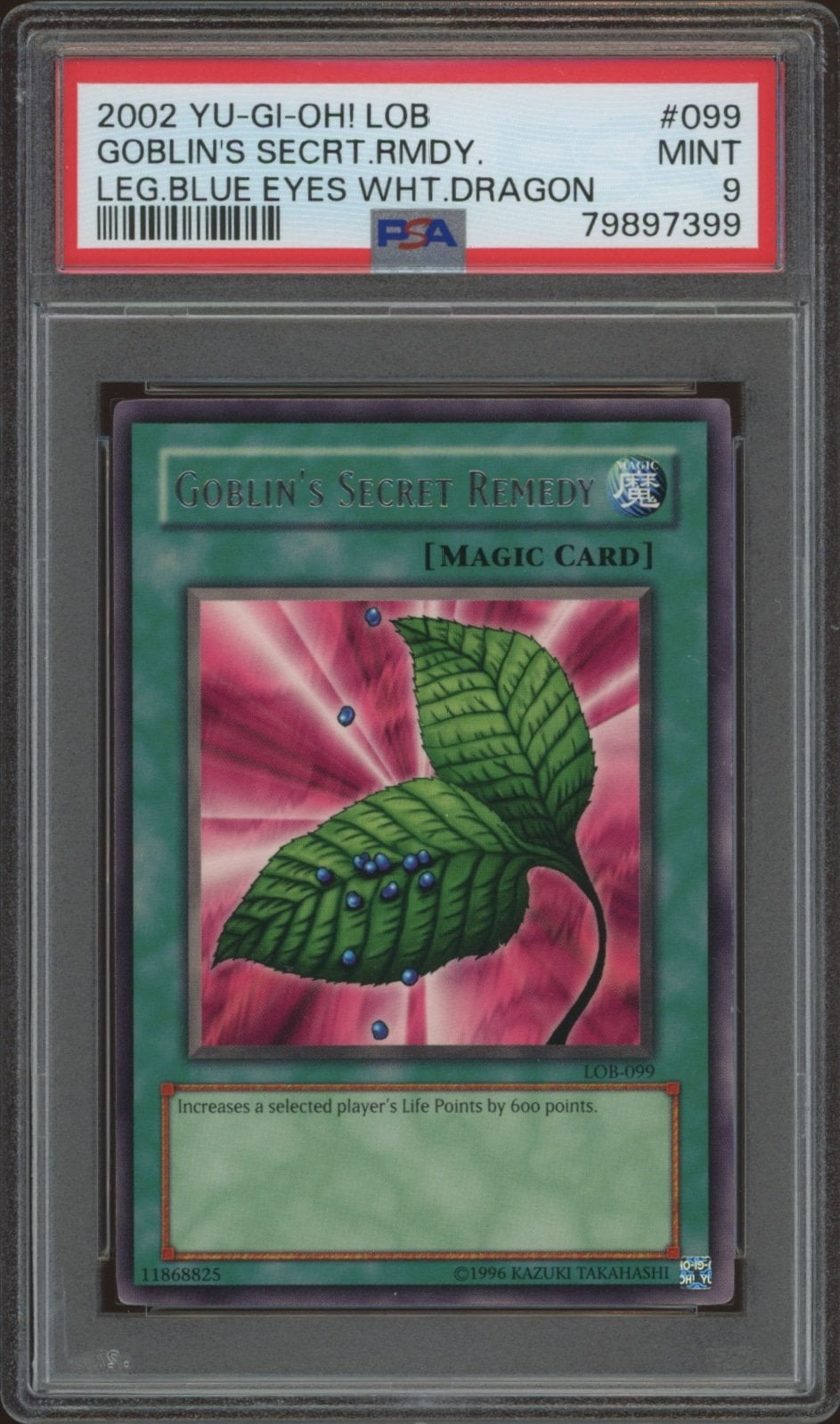 2002 Yu-Gi-Oh! Legend of Blue Eyes White Dragon Goblin's Secret Remedy #LOB-099 (PSA 9)