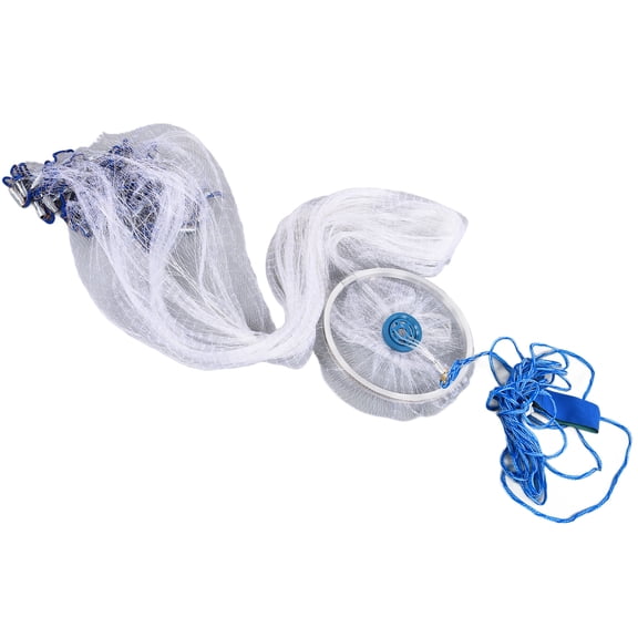 2002g Nylon Hand Throwing Casting Net with Steel Sinker, 13.8ft Spread Diameter, 10m Rope, Includes 2 Repair Accessories Fish Pond Outdoor